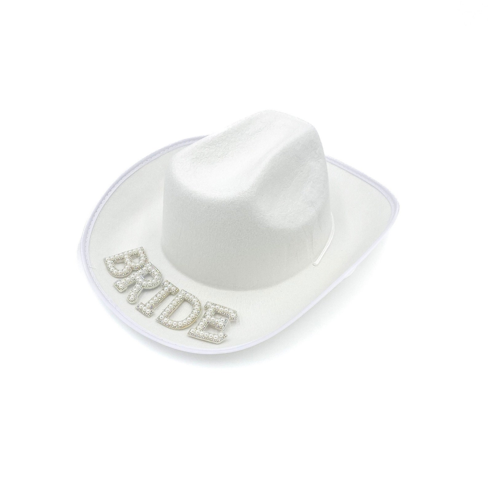 Bride Pearl Rhinestone Patch Cowboy Hat White Cowgirl Hat - Etsy