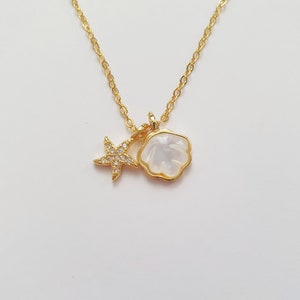 Necklace "Mermaid Treasure" with mother of pearl and zircon