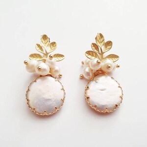 Elegant earrings "Madeleine" with real pearls made of gold-plated 925 sterling silver