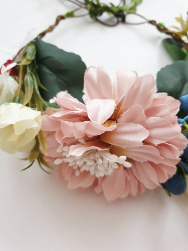Rustikaler Blumenkranz Joanna Newsom mit verstellbaren Bändern Bild 10