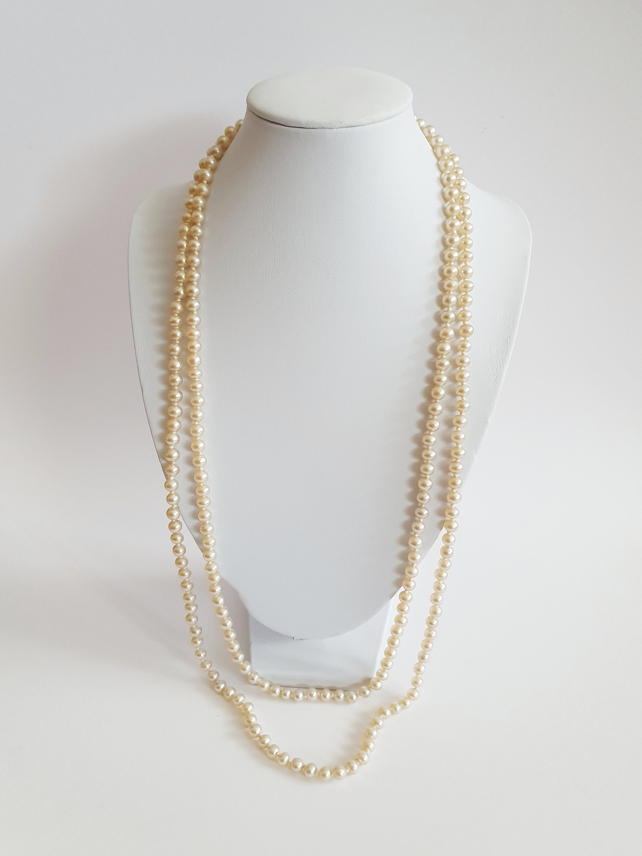 Vintage 1940s Pearl & Crystal Lariat Necklace – Foxy Couture Carmel