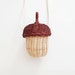 Small cottagecore bag 'Little Acorn' made of rattan with long fabric strap