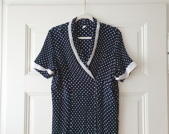 Vintage cotton midi dress in size XL with polka dots