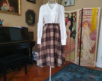 Pleated skirt "Mori Girl" in midi length made of wool mix in size XS