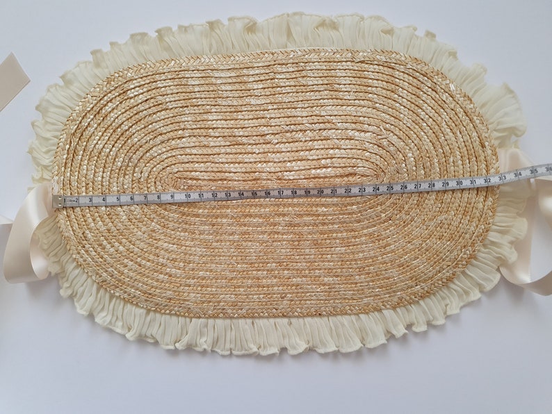 Straw hat Regency Beauty with satin ribbon, lace and dahlia image 9