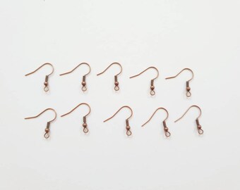 Pack of 10 ear hooks in copper