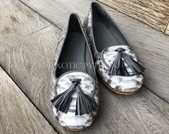 Snakeskin schoenen - Python lederen loafers - Snake schoenen - Reptielen schoenen - Exotische schoenen - Python schoenen