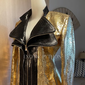 Gold leather jacket - Women leather jacket - Python jacket - Leather jacket - Snakeskin jacket - Snake jacket