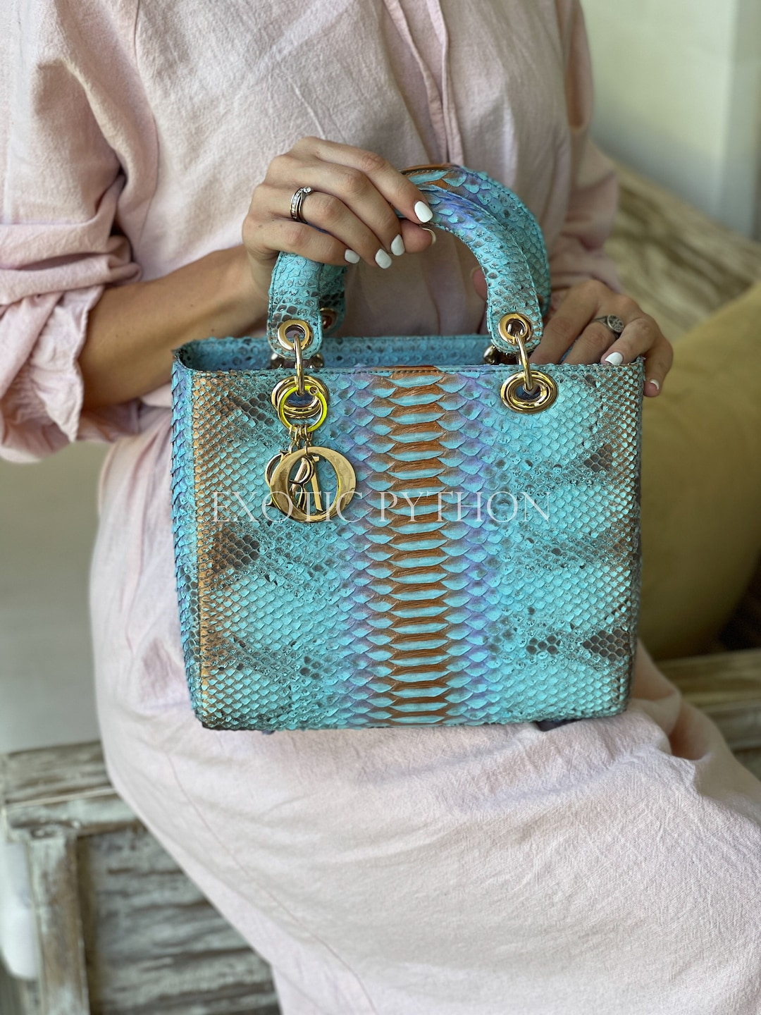 Womens Multicolor Snakeskin Handbag Python Bag Snake Skin Purse Luxury ...