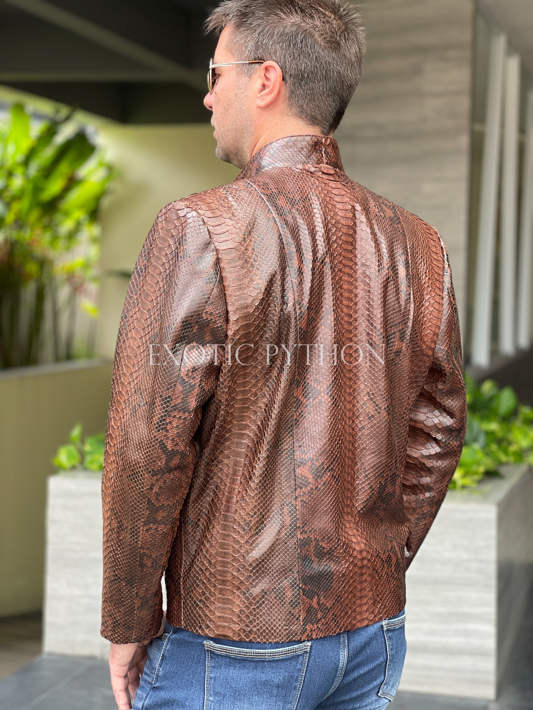Python leather jacket cheap