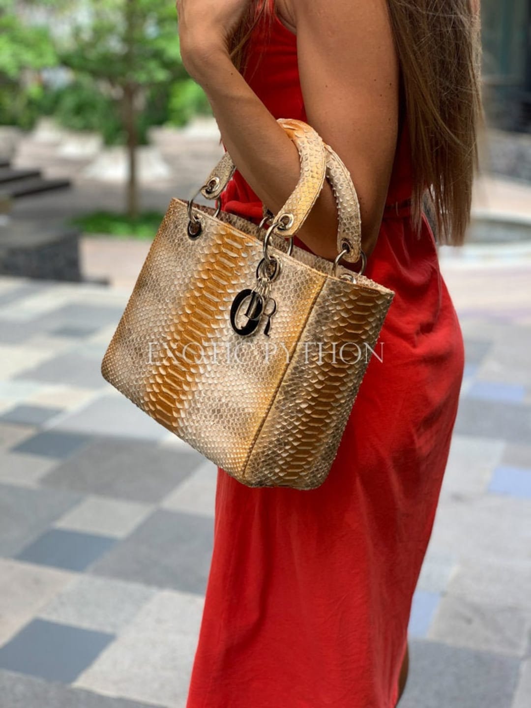  Handmade Python Snakeskin Tote Top Handle Leather