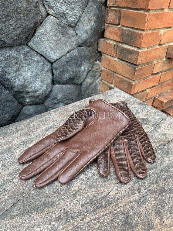 Python Leather Gloves for Men - Snakeskin Gloves - Mens Leather Gloves - Snake Gloves - Leather Gloves Men