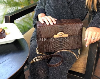 Reptile skin bag - Python leather bag - Real snake skin bag - Snakeskin bag - Python purse - Snakeskin purse