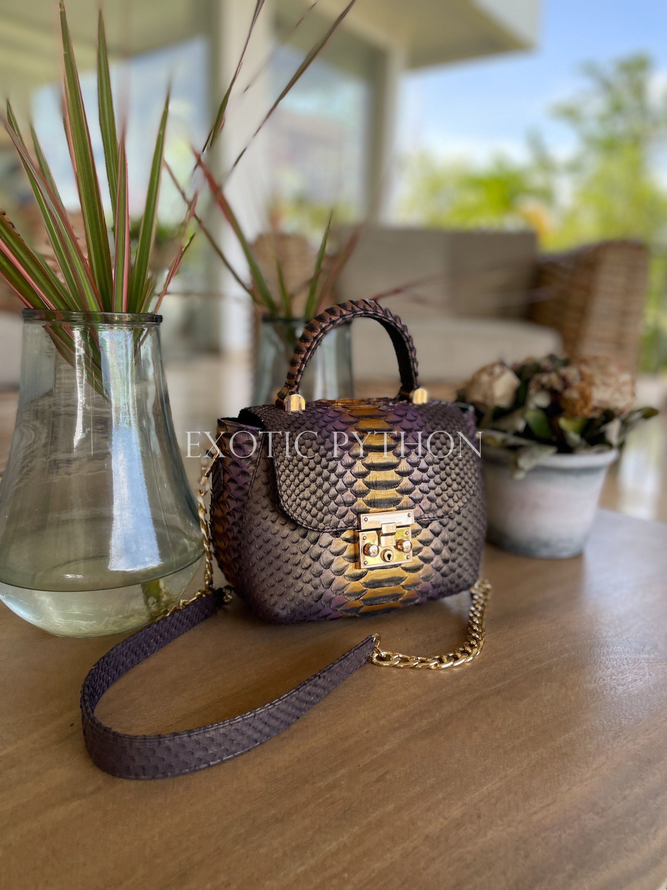Womens Multicolor Snakeskin Handbag Python Bag Snake Skin -  Denmark