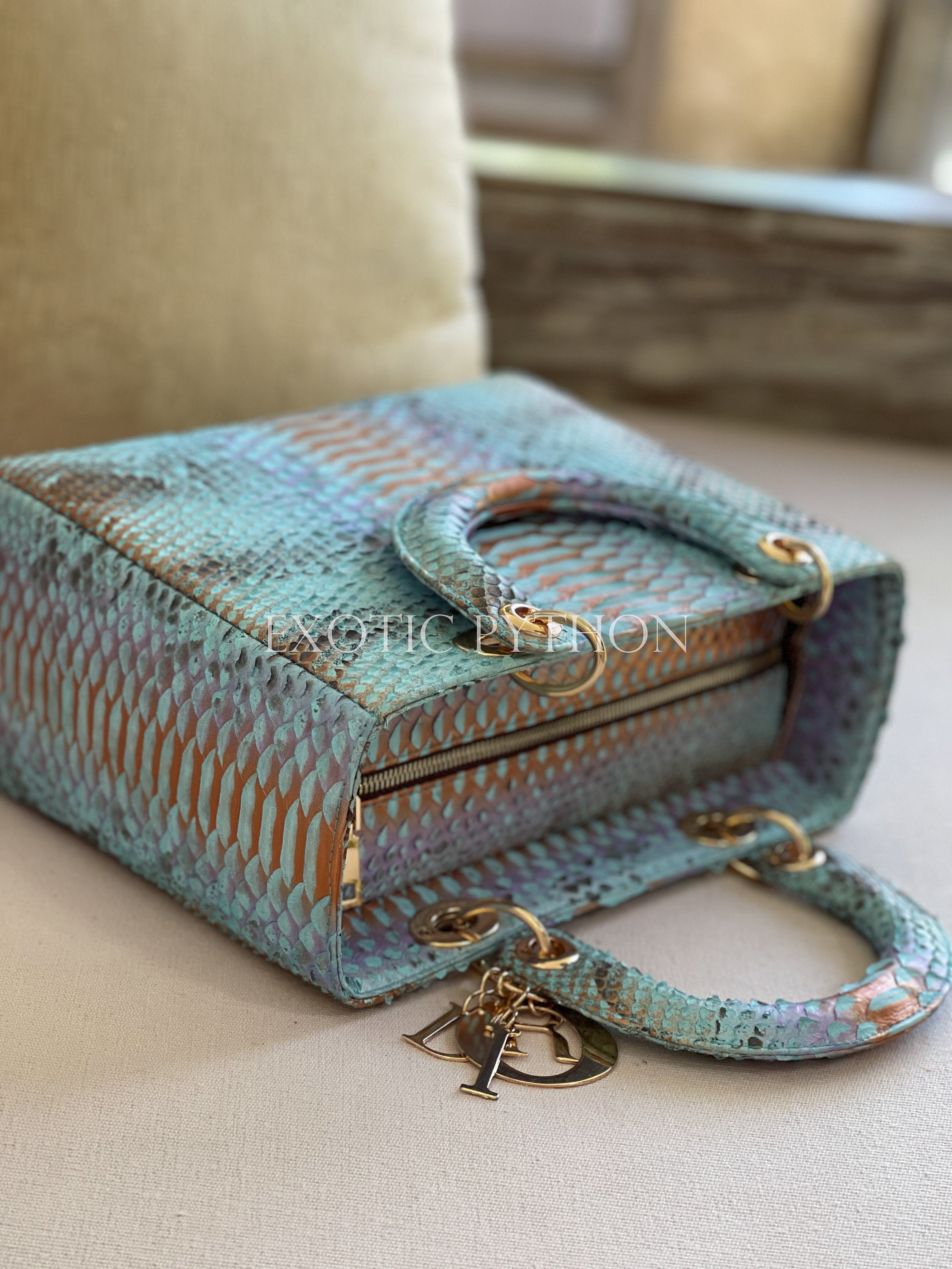 Womens Multicolor Snakeskin Handbag Python Bag Snake Skin Purse