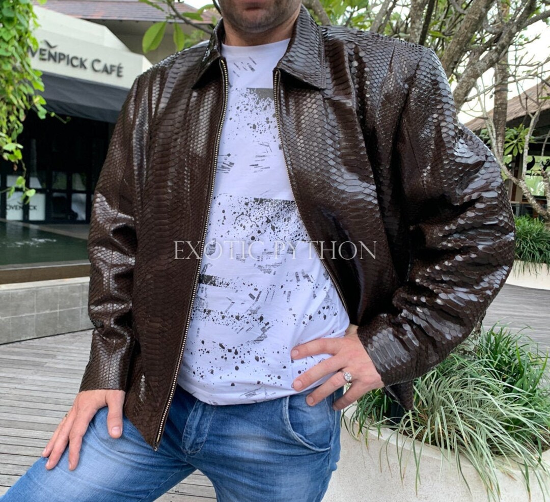 Snakeskin Jacket Python Jacket Mens Leather Jacket Leather Jacket Snake ...
