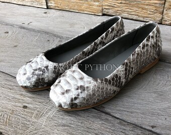 Snakeskin shoes - Snakeskin ballerina shoes - Python shoes - Exotic shoes - Reptile shoes - Snake shoes