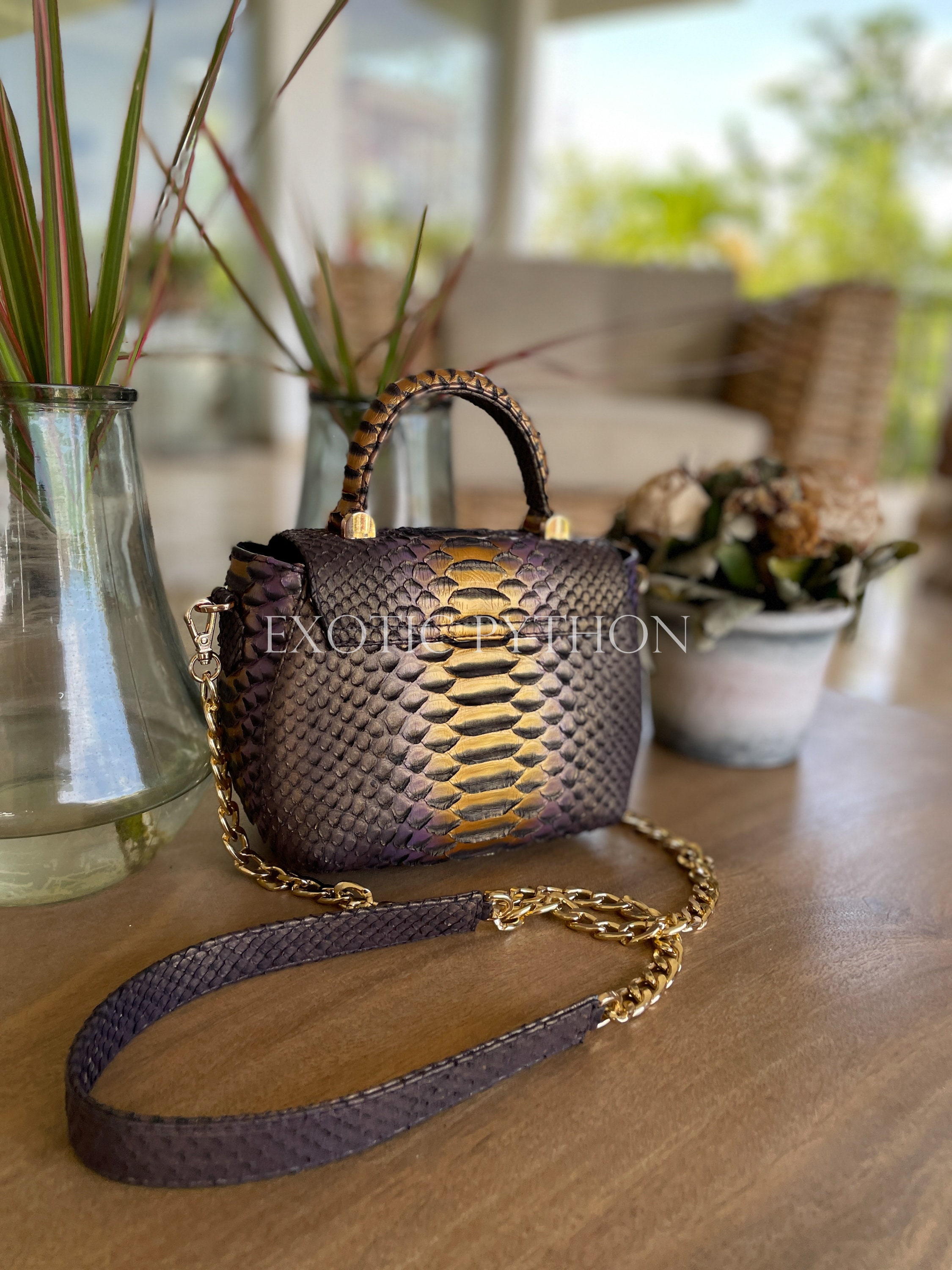Genuine Python Skin Black Classy Elegant Bag/Exotic Leather Bags Handmade  Designer Purse - Yahoo Shopping