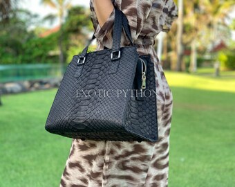 Dragon Python Snakeskin bag black color