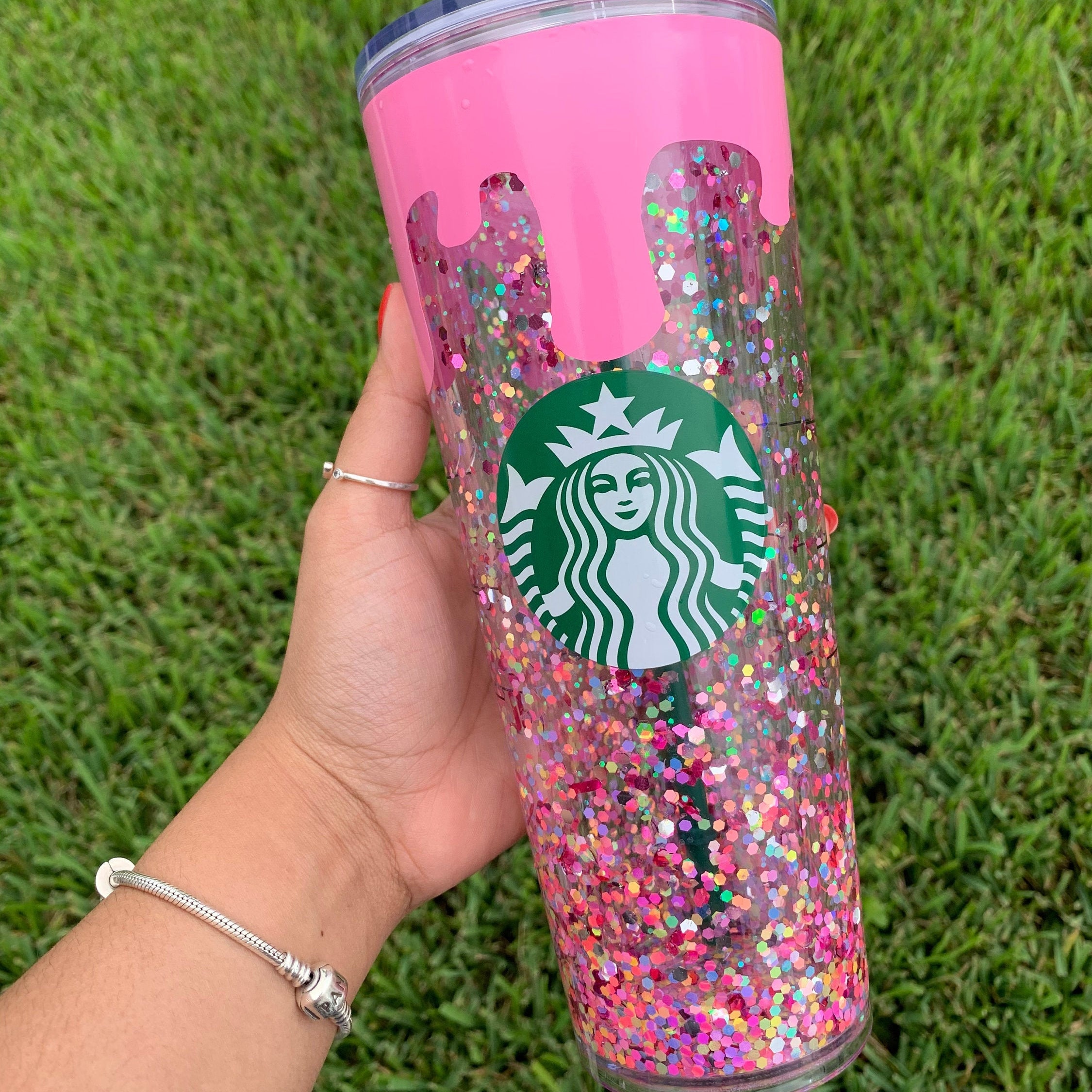 Starbucks Snow Globe Tumbler Venti Reusable Starbucks Cup Gift For Her Snow Globe Cup Powder Blue Glitter Starbucks Cup