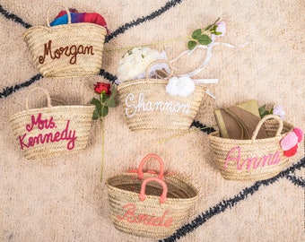 Handmade Personalized Bachelorette Party Gift Bags - Medium Straw Tote Bag Women - Tote Bags For Bridesmaids - Embroidered By Hand (KFAA0FG)