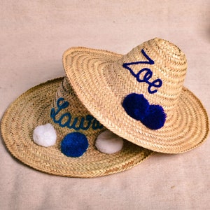 Personalized Straw Sun Hat - Custom Gift Beach Hats for Bachelorette Party, Honeymoon, Bridesmaid and Bridal Parties (KF2029G)