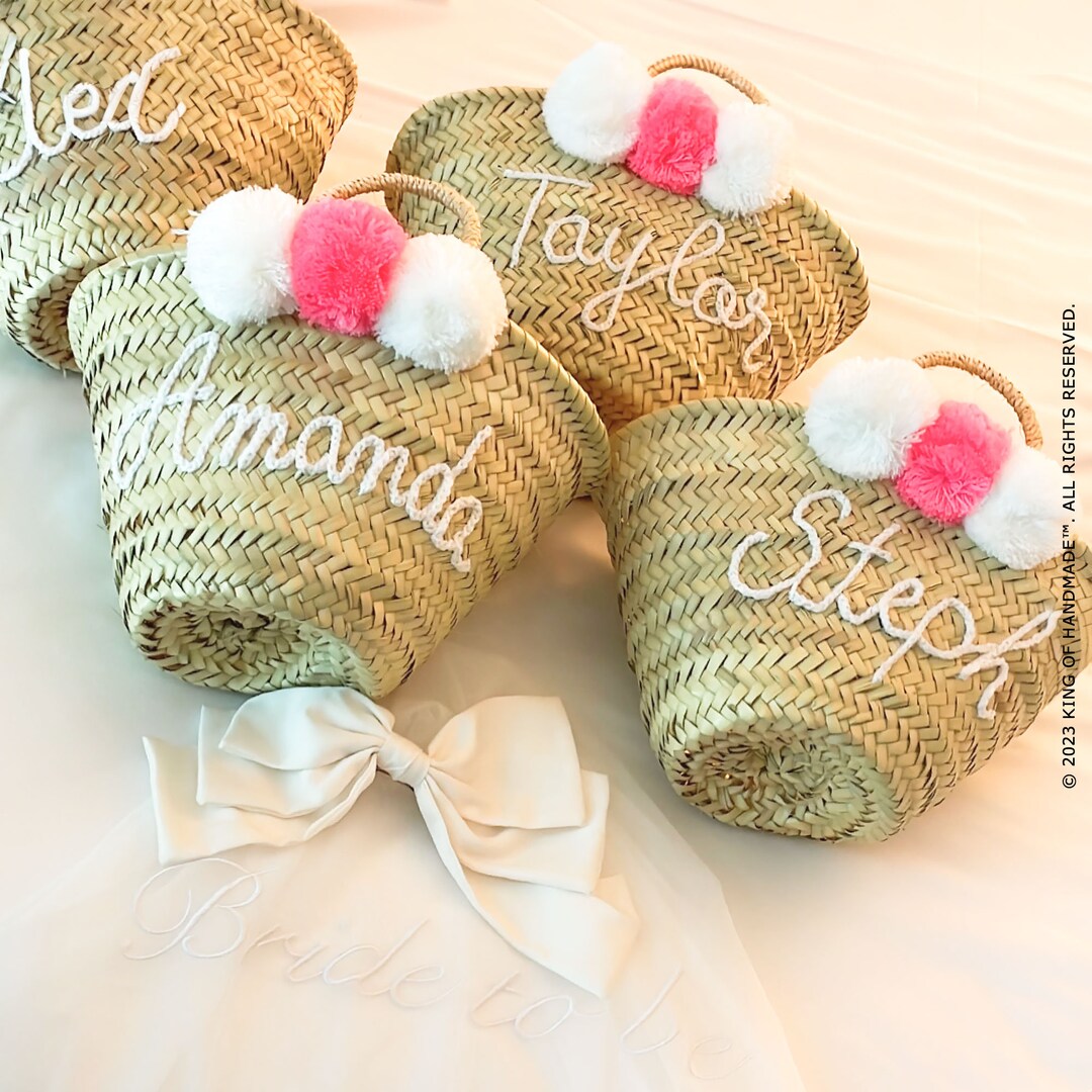 Personalized Flower Girl Basket Bridesmaid Gift Basket Willow Wedding