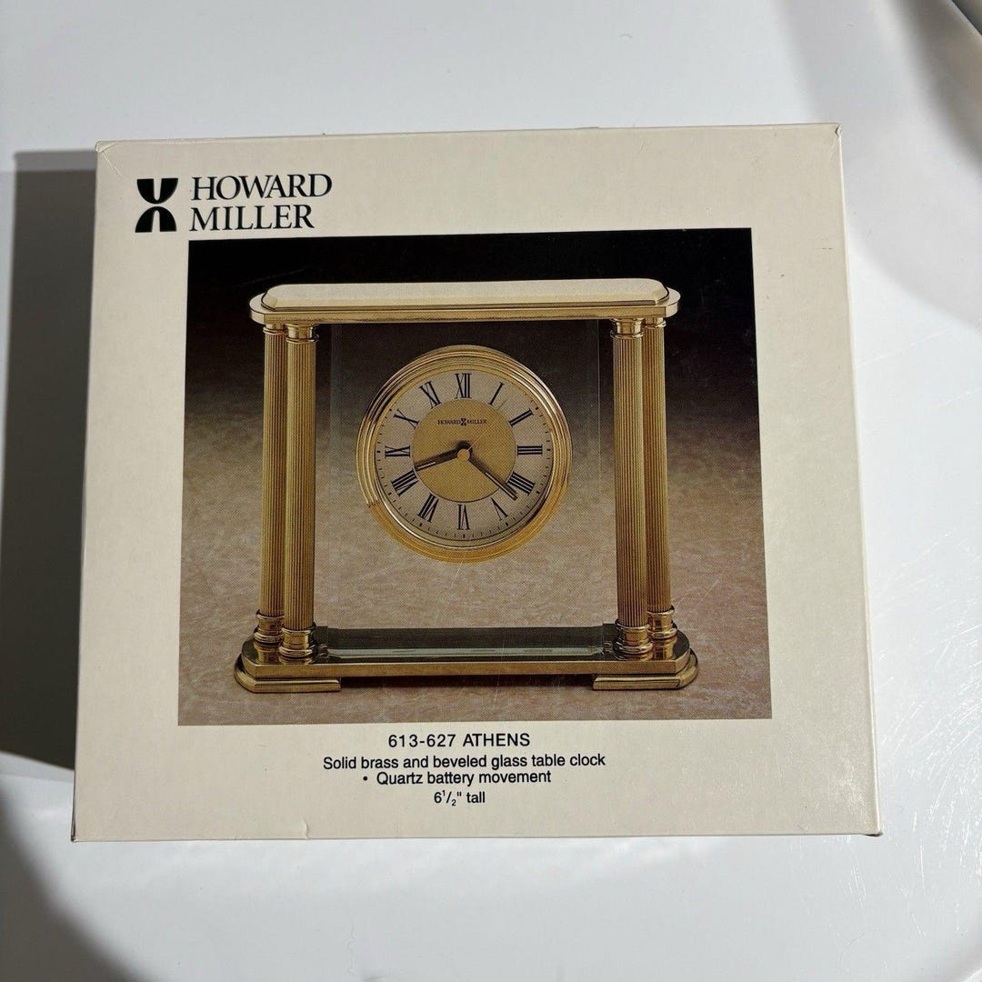 Howard Miller 613-627 Athens Solid Brass and Beveled Glass Table Clock ...
