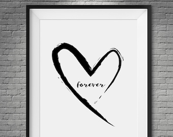 Love Forever Heart Love Digital Print Printable Art Wall Art Wall Decor Print Poster Gifts Valentine's Day gift for her gift for him