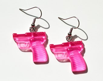 Crazy Earrings Alt Earrings Lesbian Earrings Cute Earrings TikTok Earrings Resin Colorful Resin Pistol Earrings Dangle Earrings