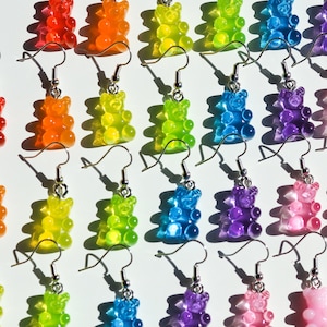 Gummy Bear Resin Earrings, Gummy Bear Earrings Brass Fishhook Ear Wires, Funny Earrings, Cute Earrings, Dangle Earrings, Tiktok Earrings