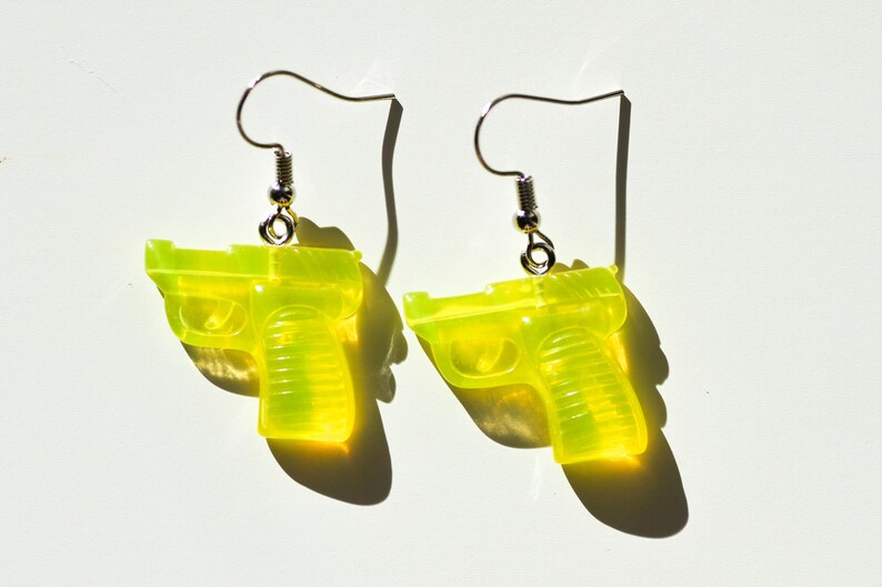 Crazy Earrings Alt Earrings Lesbian Earrings Cute Earrings TikTok Earrings Resin Colorful Resin Pistol Earrings Dangle Earrings