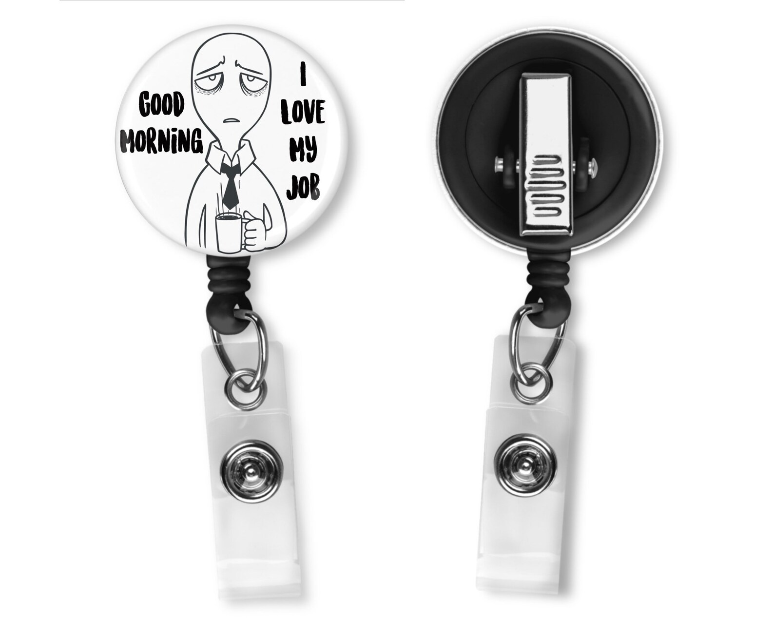 Funny Work Badge Reel With Alligator Clip Humorous Badge Etsy