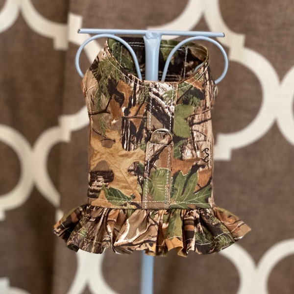 Mossy Oak Camo Chien de chasse, XXS XSmall Small Dog Harness Ruffled, Personnalisé avec D-Ring