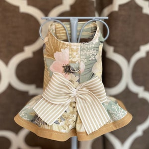 Desert Blooms Floral trimmed with bow, pet harness XXS XSmall Small Dog Harness Ruffled, Custom with D-Ring