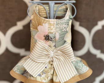 Desert Blooms Floral trimmed with bow, pet harness XXS XSmall Small Dog Harness Ruffled, Custom with D-Ring