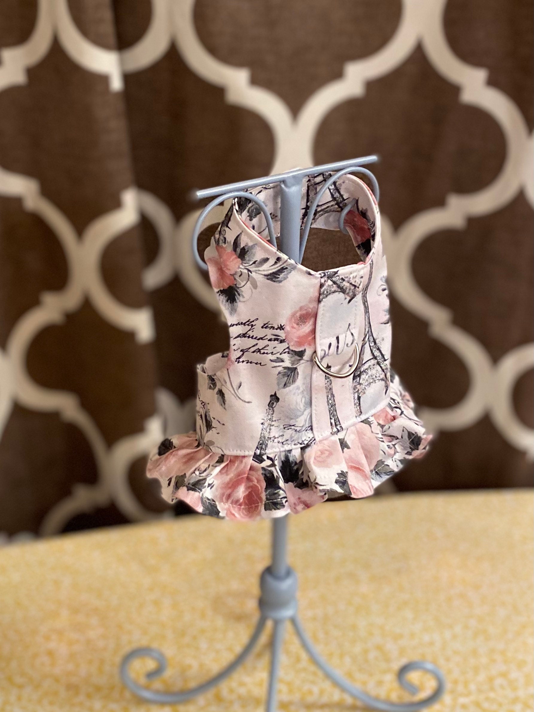 XXS, XS, Small, Teacup Dog Ruffled Harness! Handmade Paris and Roses …