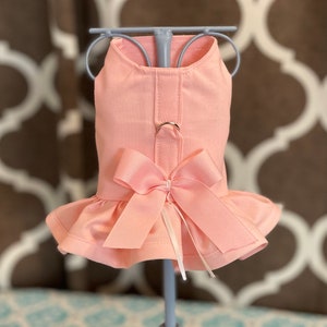 Ruffled Dog Harness with Bow: Solid Color Pet Harness