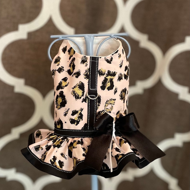 Hollywood Bow Dog Harness, Pink Cheetah