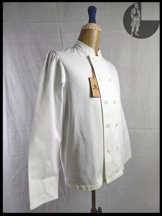 Vintage ‘70s French Workwear White Double Breast … - image 2