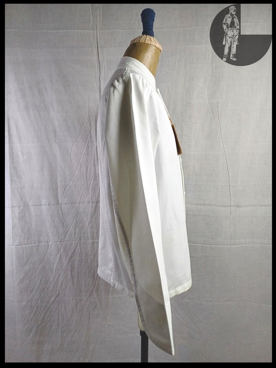 Vintage ‘70s French Workwear White Double Breast … - image 3