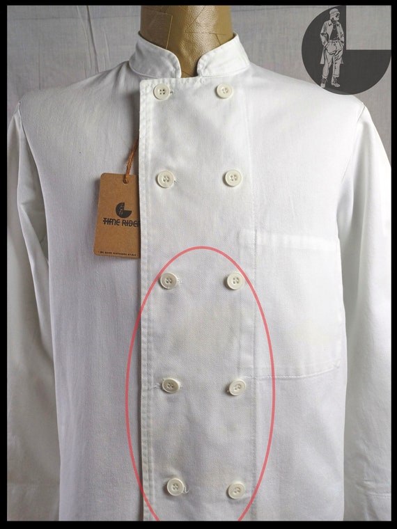 Vintage ‘70s French Workwear White Double Breast … - image 6
