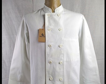 Veste de chef française Workwear blanche à double boutonnage, vintage des années 70