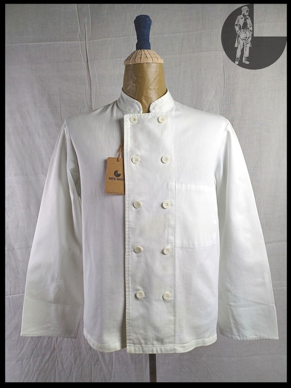 Vintage ‘70s French Workwear White Double Breast … - image 1
