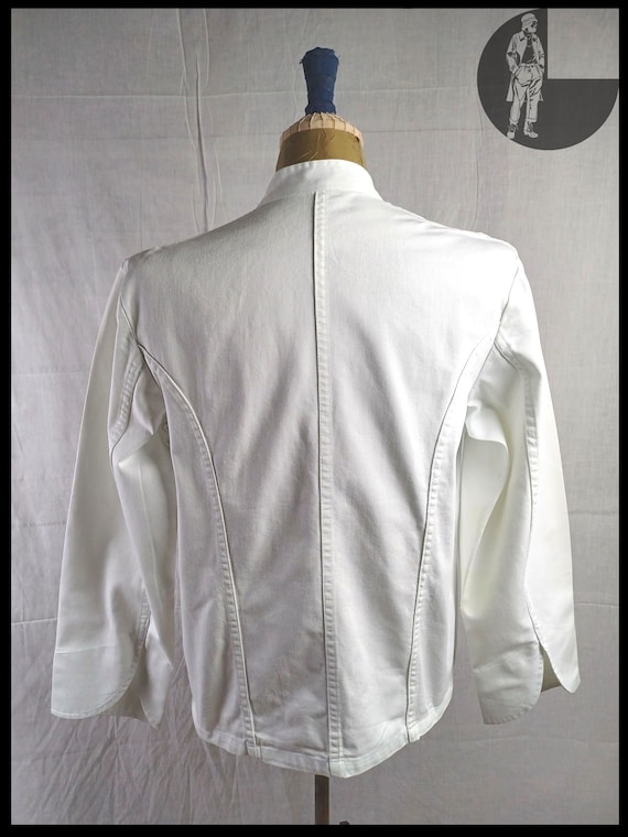Vintage ‘70s French Workwear White Double Breast … - image 4