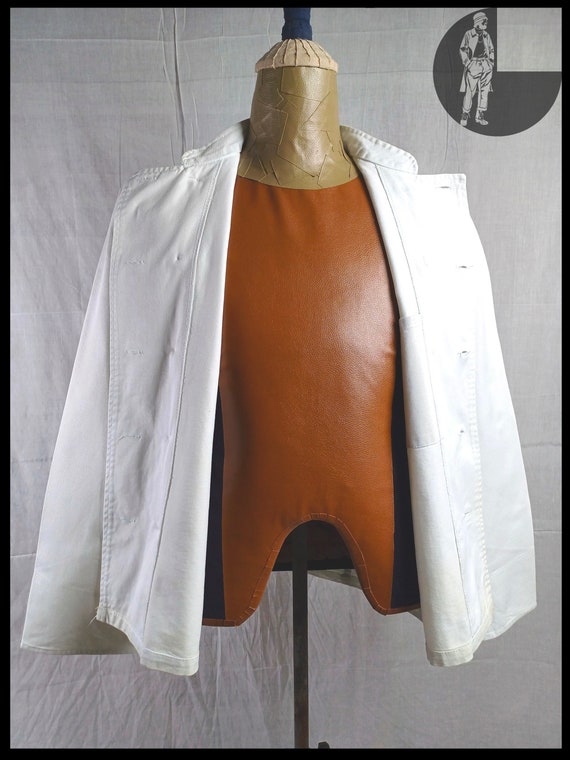 Vintage ‘70s French Workwear White Double Breast … - image 5
