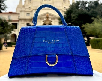 Kayla Blue Italian, Top Handle Handbags, Luxury Shoulder Bag, Stylish and Functional Purse, Trendy Shoulder Bag, Gift for Her