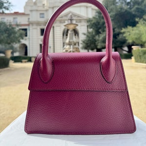 Bolso de mano Lea Red de piel italiana con asa superior, bolso de mano con asa superior, bolso elegante y lujoso, bolso de hombro, bolso de hombro con asa superior, regalo para ella