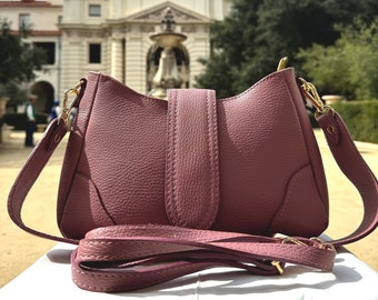 Lina Rose Italian Leather Shoulder Bag, Stylish and Functional Bag, Trendy Shoulder Bag, Crossbody Shoulder Bag, Gift for Her