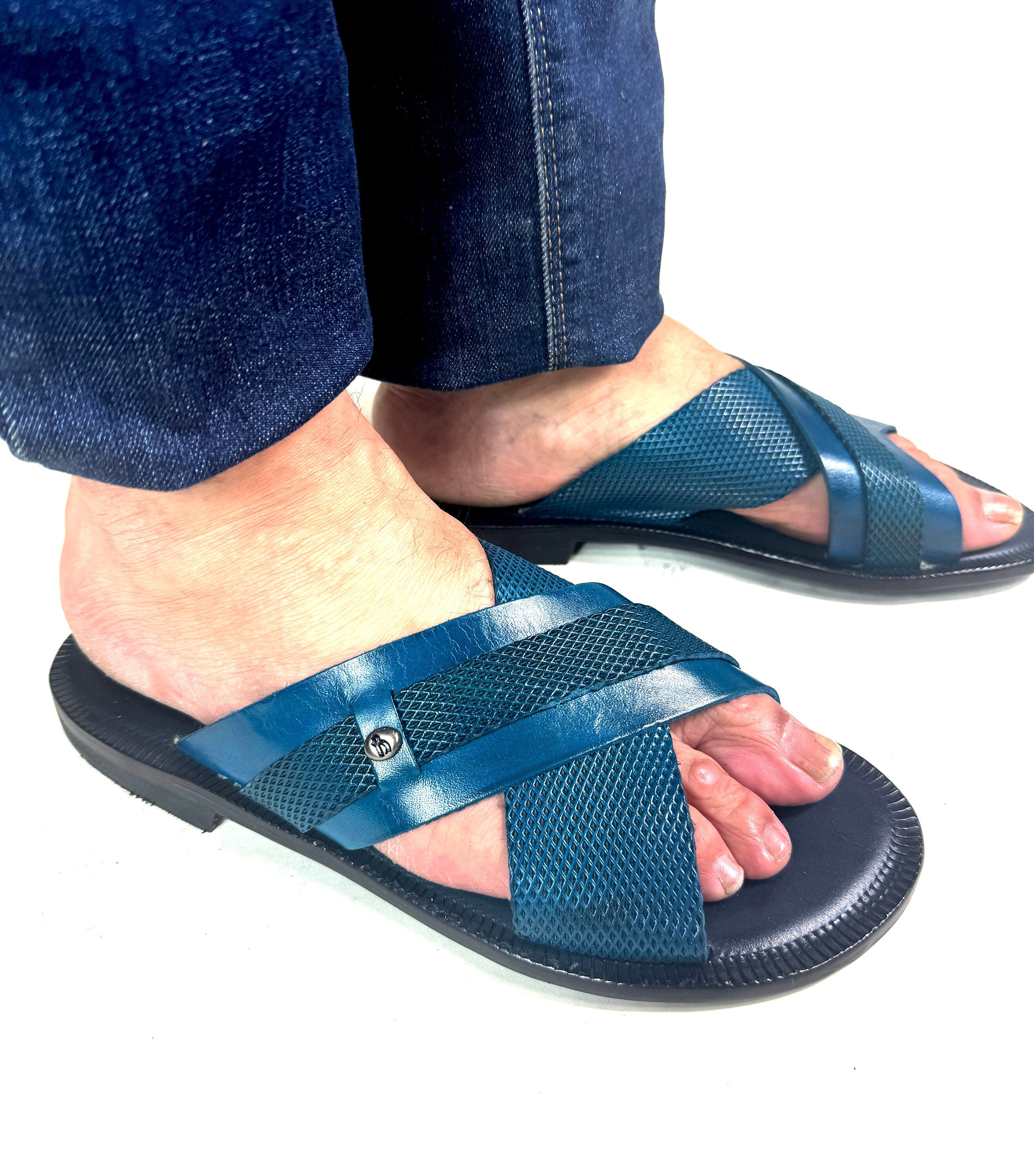Italian Handmade Men s Leather Sandals Ivan Troy Blue Boat Levi Leather Sandal Summer Shoes Made in Italy Etsy